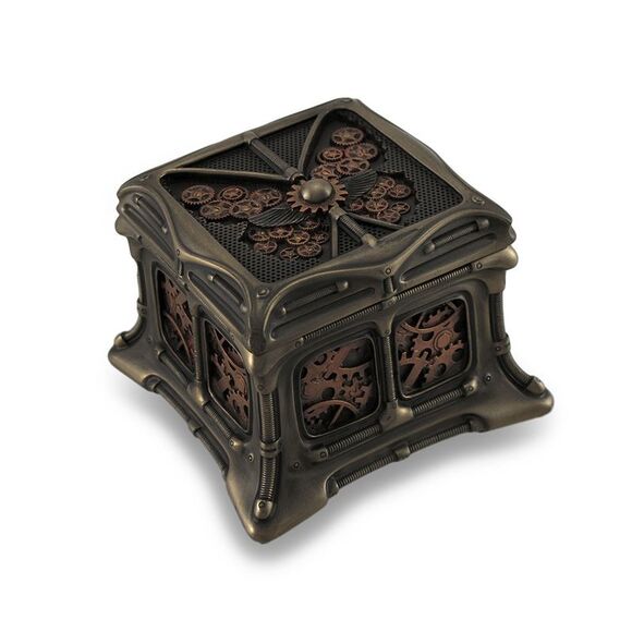 Steampunk Butterfly Bronze Finish Trinket Box Stash Box - Picture 1 of 3